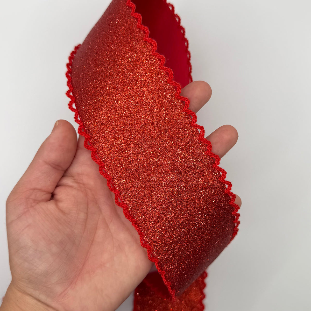 Red GLITTER SATIN / Red Moonstitch - 2.25