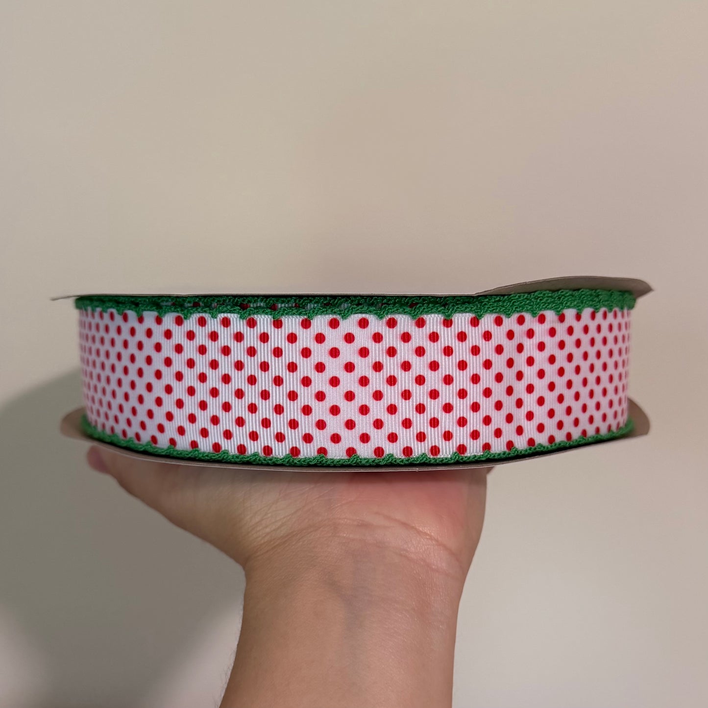 Red Swiss Dot / Green Moonstitch - 1.5 inch