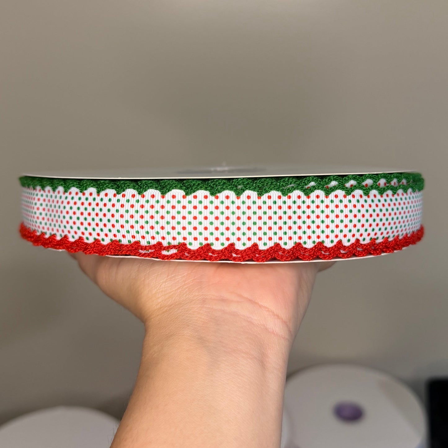 Red/Green Swiss Dot Moonstitch - 7/8