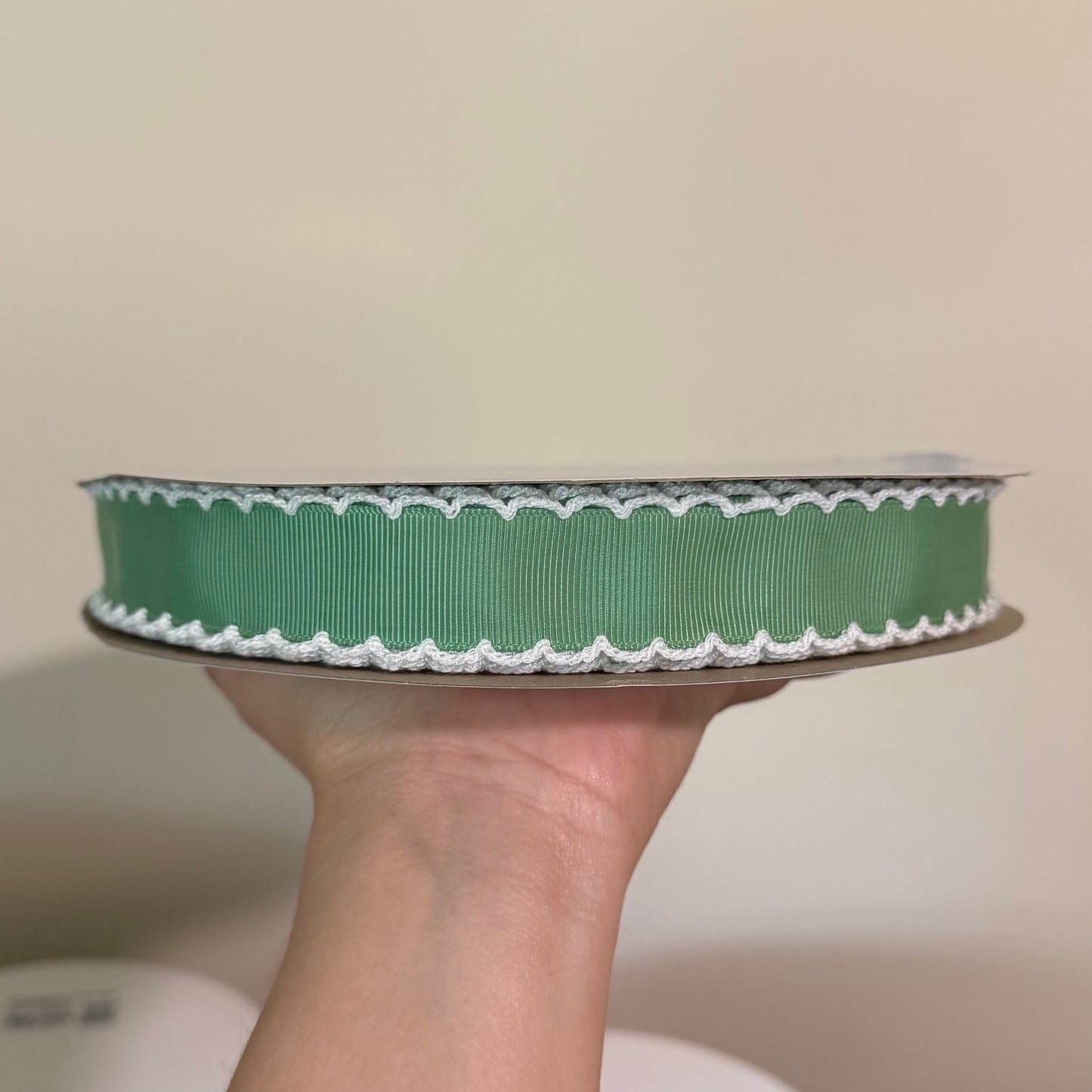 Sage / White Moonstitch - 7/8 inch