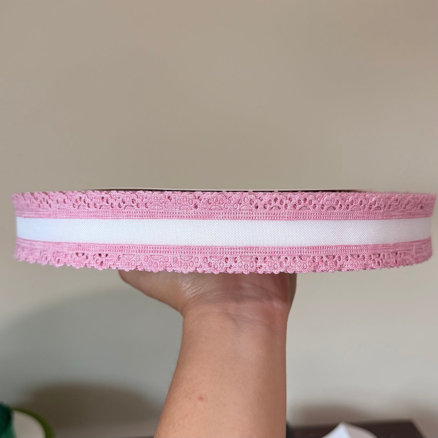 Pink/White Thick Scalloped Edge - 1.5