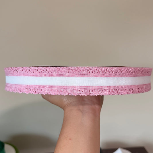 Pink/White Thick Scalloped Edge - 1.5