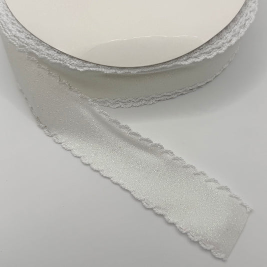 White GLITTER SATIN / White Moonstitch - 1.5
