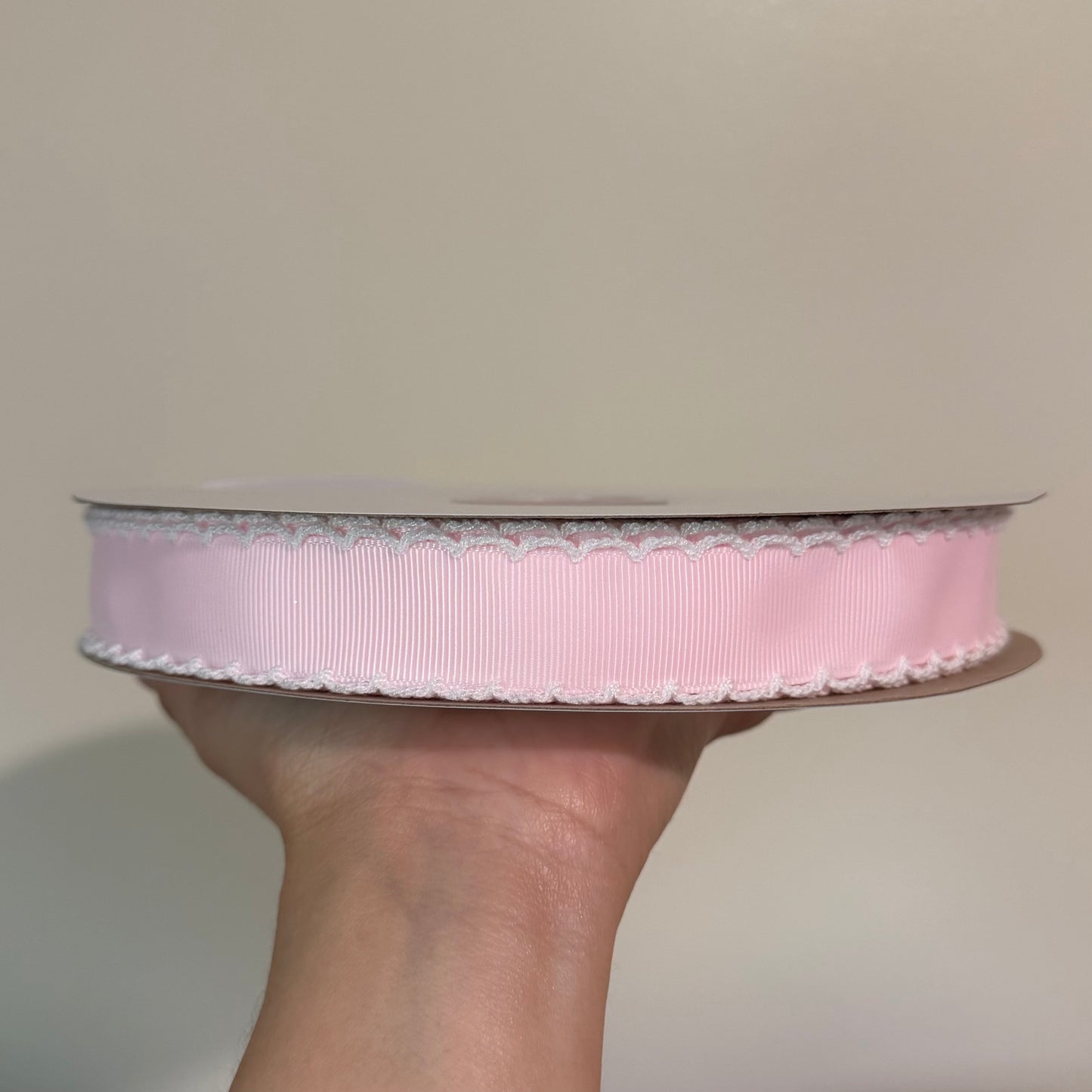 Pink / White Moonstitch - 7/8 inch