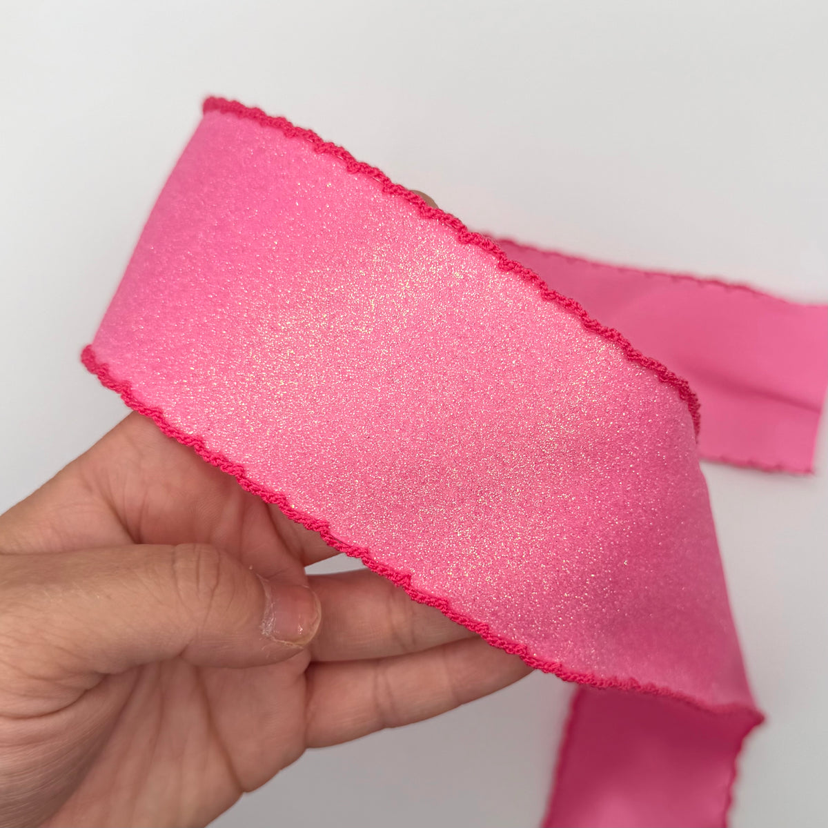 Hot Pink GLITTER SATIN / Hot Pink Moonstitch - 1.5